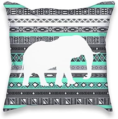 Turquoise Mint Aztec Elephant Print Throw Pillow