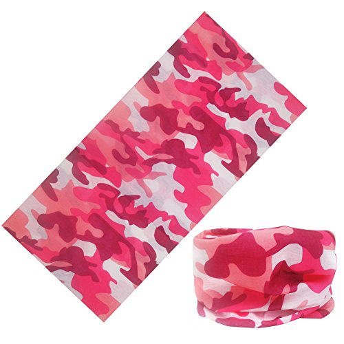 LEFV 16-in-1 Headband Camouflage Design Versatile Magic Scarf Tube Headwear Seamless Neck Gaiter Balaclava Helmet Liner Face Mask for Outdoor Sports Activity Pink - Thumbnail 6