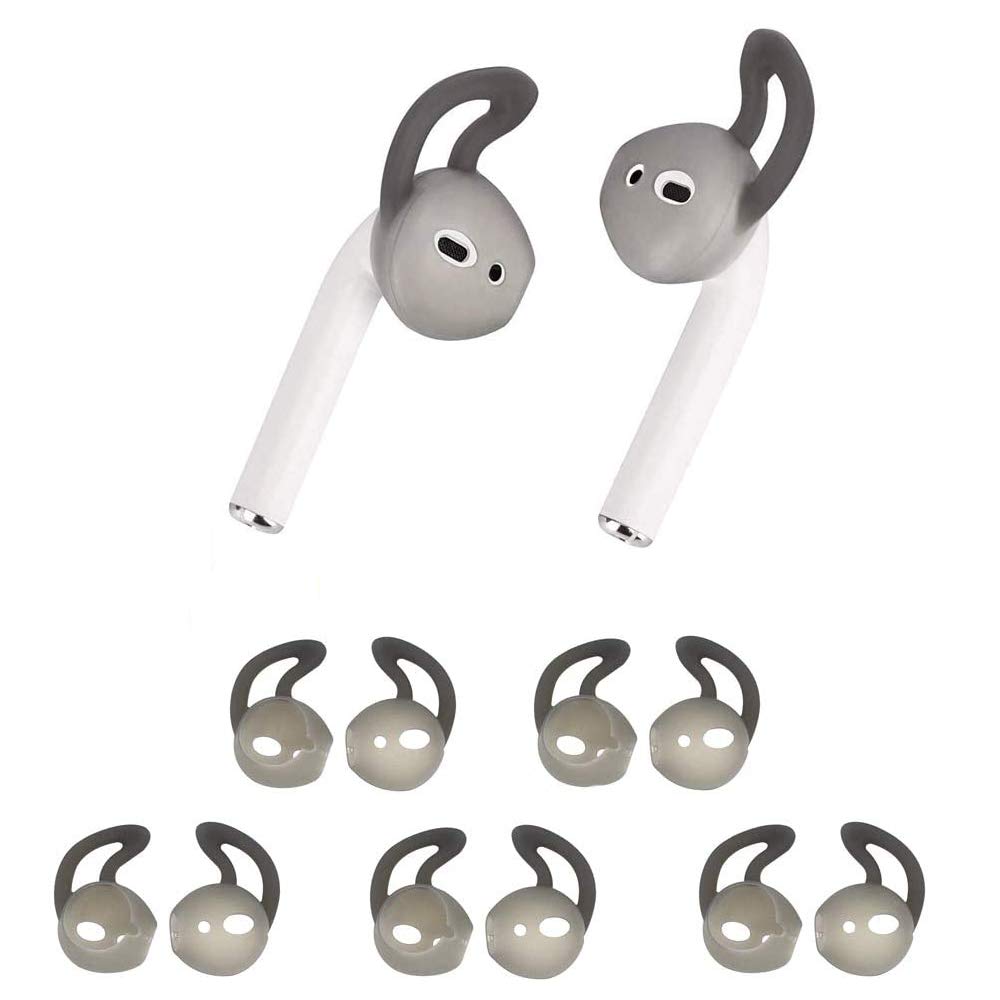 Photo 1 of OneCut 5 Pairs Silicone Ear Tips Compatible for AirPods 1&2,Silicone Soft Anti-Slip Sport Earbud Tips, Anti-Drop Ear Hook Gel Headphones Earphones Protective Accessories Tips (Gray)