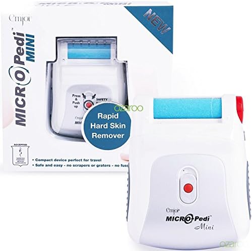 Emjoi Micro Pedi MINI - Portable Travel Rapid Hard Skin Remover Pedicure Device Light Weight and Compact, Ideal for Travel Safe and Easy To Use Comes With One Emjoi Micro Mineral Pedicure Roller