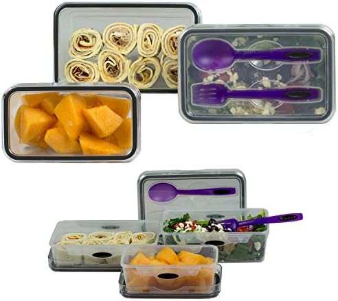 Food Storage 8 Piece Set Lunch Box Salad Plastic Container Rectangular