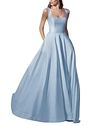 Bekvamlighet Square Neck Satin Wedding Gowns for