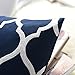 PONY DANCE Decorative Throw Cushion Cover - Handmade Cotton Embroidered Pillow Cover for Couch Morocco Lattice Pillowcase Including Hidden Zipper Design, 18 x 18 inches, Navy Blue & White, 1 PC