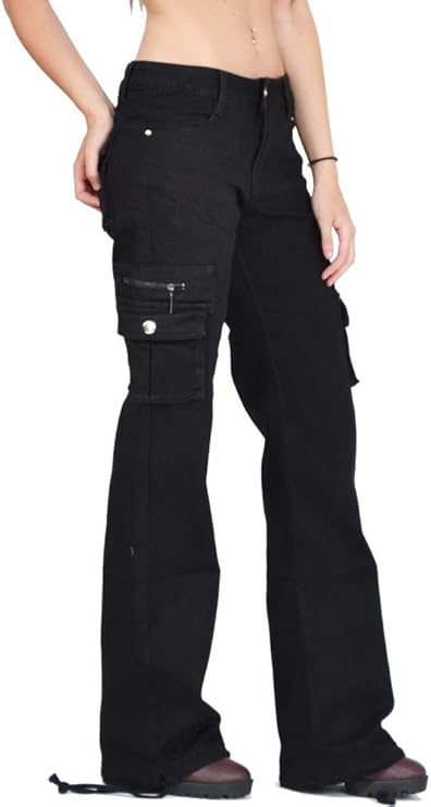 black wide leg cargo pants