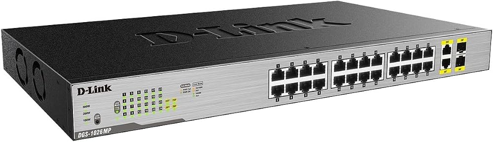 D-Link DGS-1026MP 26-Port Gigabit PoE Switch 370W 24 PoE Ports 2 Uplinks