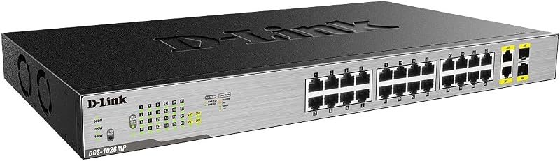 D-Link DGS-1026MP 26-Port Gigabit PoE Switch 370W 24 PoE Ports 2 Uplinks