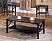 King's Brand 3 Piece Wood X Style Casual Coffee Table & 2 End Tables Occasional Set, Cherry Finish