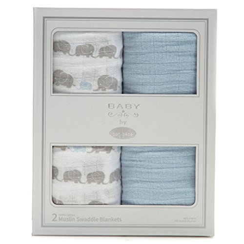 Bon bebe baby infant 2 pack muslin swaddle blanket, blu…