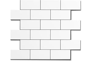 OYASIMI 20-Sheets Thicker Peel and Stick Backsplash for Kitchen, Pure White with Black Grout Stick on Backsplash for Bathroom, Laundry 12''x12'' Subway Tiles Self Adhesive Wall Tiles for Decor