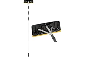 Goplus Snow Roof Rake, 21 FT Extendable Aluminum Snow Rake w/Twist-N-Lock and Soft Covered Scratch-Proof Blade, 3 lbs Lightwe