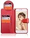 FLYEE iPhone 8 Plus Case,iPhone 7 Plus Wallet Case, Premium Flip Wallet Leather [Emboss Flower] Magnetic Protective Cover with Card Slots for iPhone7 Plus iPhone8 Plus 5.5 Inch yahuacha-red