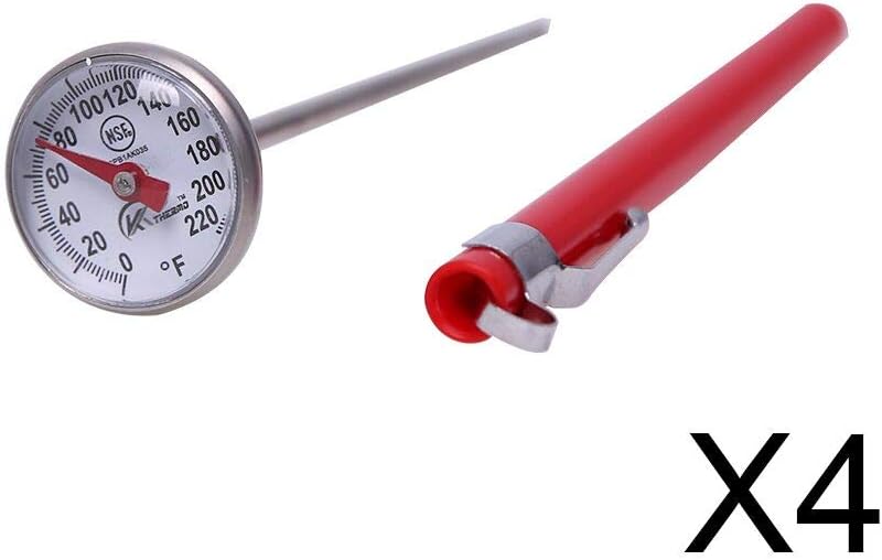 KT THERMO Instant Read 1-Inch Dial Thermometer(4-PACK),Best For The Coffee Drinks,Chocolate Milk Foam