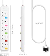 Mscien 5 Way UK Extension Lead with 1m Cable Independent Switch Surge Protection view 4