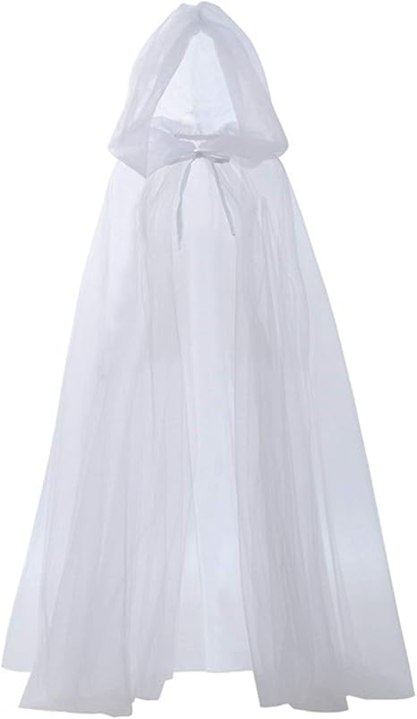 Amazon Co Jp 魔女のコスチュームエルフのマント女性のハロウィンのフード付きチュールケープコスプレ Zhen Chen 色 White Size One Size ホビー