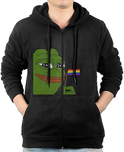 LAOSHIH Mens Sad Frog Pepe Casual Fashion Active Hoodie Zip-Up X-Large