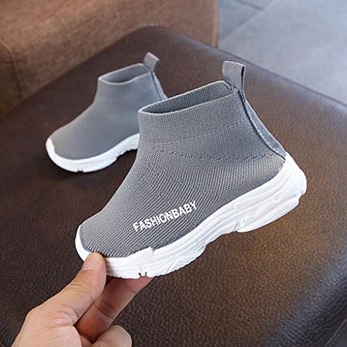 Dainzuy Toddler Baby Boys Girls Mesh Boots Sport Sneakers Socks Shoes (Age:12-18M EU:20 US:5.5, Gray)