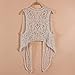 Jastie Pirate Curiosity Open Stitch Cardigan Boho Hippie Crochet Vest (Beige), Large