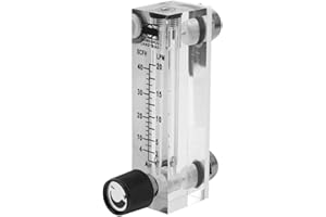 WISOQU Gas Flowmeter, LZM-6T 2-20LPM/4-40SCFH Pipe Gas Meter with Adjustable Control Valve, Female 1/4" BSPT Thread Interface Panel Mount Type Flowmeter for Oxygen Air Gas