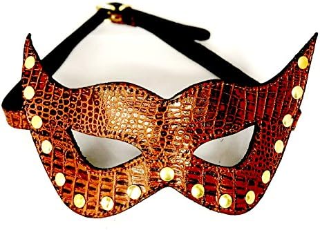 Slap Leather Brown Crocodile Print Leather Cat Mask
