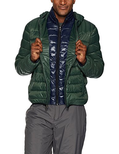 tommy hilfiger men's insulated packable jacket contrast bib hood