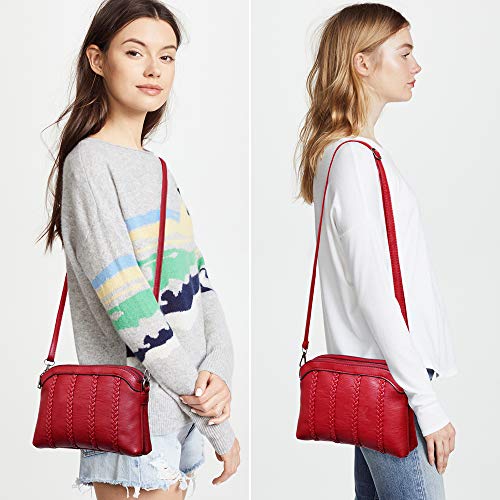 Crossbody Bag for Women Small Leather Phone Purse Wallet Shoulder Bag Trendy Ladies Wristlet Clutch(Red) - Thumbnail 7