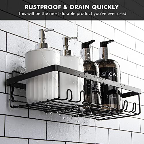 MOFOROCO Shower Caddy Shelf Organizer Rack(2Pack), Self Adhesive Black