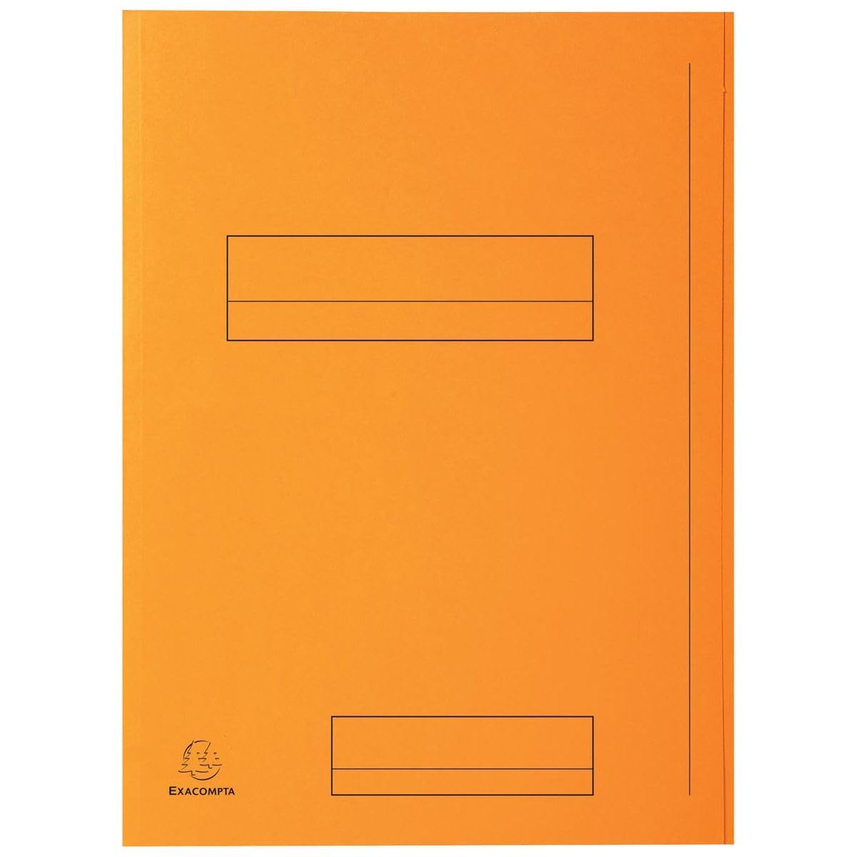 Exacompta - Ref 335007E - Super 210 Printed 2-Flap Folders - 240 x 320mm in Size, Suitable for Holding A4 Documents, 210gsm Card, Pre-Printed - Orange (Pack of 50)