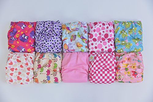 10 Pack Pocket Cloth Diapers with 20 Inserts (2 Inserts Per Diaper)-girl Pack 1