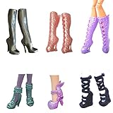 5 Pair Shoes For Monster Dolls Fashion High Heels Sandals Boots Mixed-Color Monster Doll Shoes