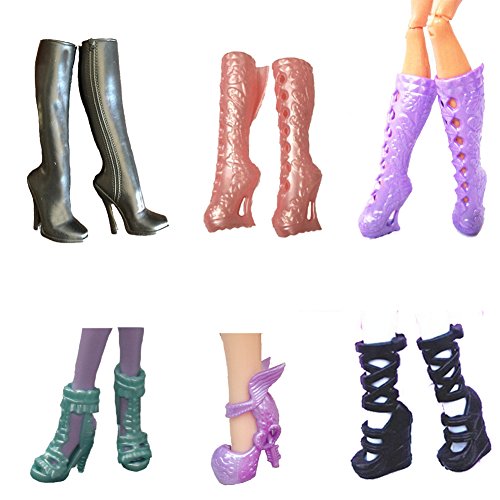 5 Pair Shoes For Monster Dolls Fashion High Heels Sandals Boots Mixed-Color Monster Doll Shoes