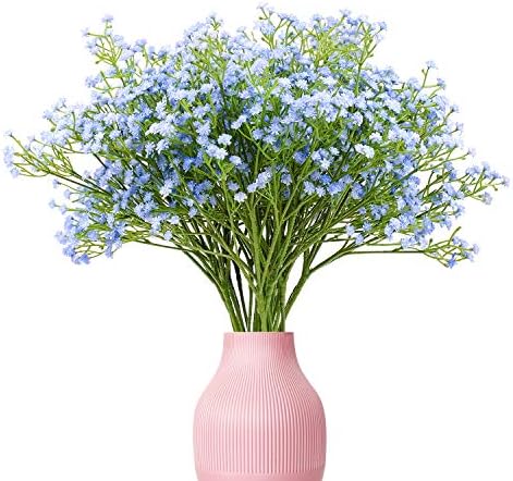 Yunuo 12PCS Artificial Baby Breath/Gypsophila Silk Flower Wedding Bridal Bouquet Home Party Decor Gift (Light Blue)