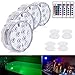 Aurora 4pcs 10-LED Waterproof RGB Submersible Lights Remote Controlled, with 4 Suction Cups Idea for Bathtub or Spa, Aquarium, Vase Base,Pool Light ,Christmas, Wedding, Party Decorative Light.