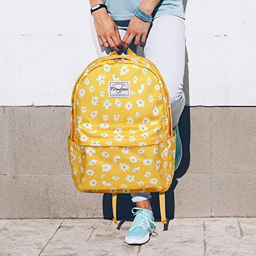 yellow college backpack