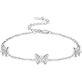 Palpitate Butterfly Bracelets for Women S925 Sterling Silver Butterfly Bracelet Charm Chain Dainty Jewelry Christmas Gifts for Women Her Adjustable