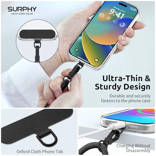 SURPHY Universal Mobile Phone Lanyard, Adjustable and Detachable, Nylon Long Mobile Phone Strap Compatible with Smartphones etc