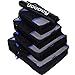 Uoobag 4 Packing Cubes Set Luggage Travel Organizers Carry-on Packing with Laundry Bag Black
