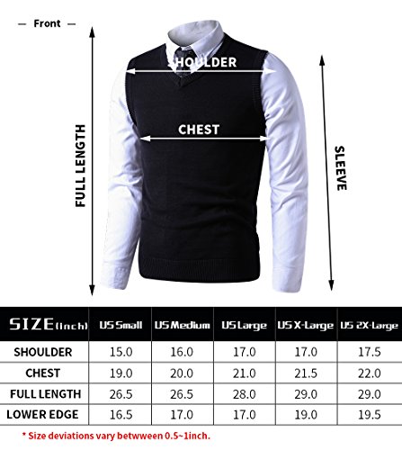 LTIFONE Mens Slim Fit V Neck Sweater Vest Basic Plain Short Sleeve Sweater Pullover Sleeveless Sweaters with Ribbing Edge(Black,L)