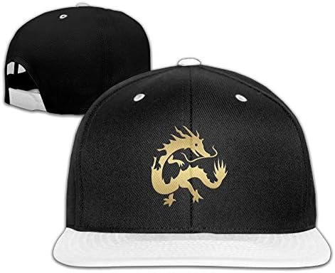 Chinese Zodiac Golden Animals Dragon Snapback Adjustable Baseball Unisex Hat White