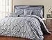 Unique Home 8 Piece Reversible Pinch Pleat Comforter Set Fade Resistant, Wrinkle Free, No Ironing Necessary, Super Soft, Queen, Grey