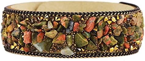 Dog Brother Womens Brown Crushed Natural Crystal Multicolored Bangle Bracelet Paris Fashion Model Show Bracelet