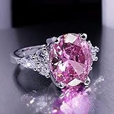 SUKKCCNO Fashion Ring 3CT Red Pink Sapphire Birthstone Wedding Silver Vintage Jewelry Ring Size