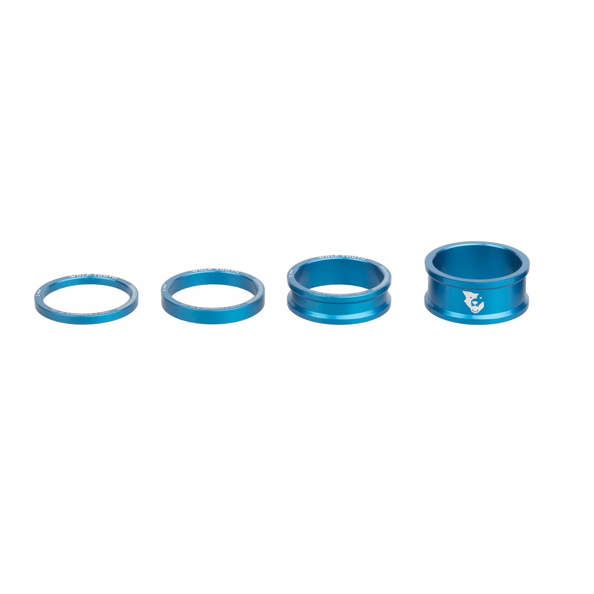 Wolf Tooth | Precision Premium headset Spacers KIT1 | Blue | Lightweight Aluminium Headset Accessories Wide Colour Range