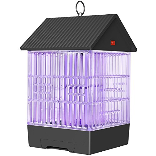 BATTOP Electric Indoor Outdoor Bug Zapper Flying Insects Killer Lamp - Mosquito Trap Light - Protects up to 1.5 Acre (Black)