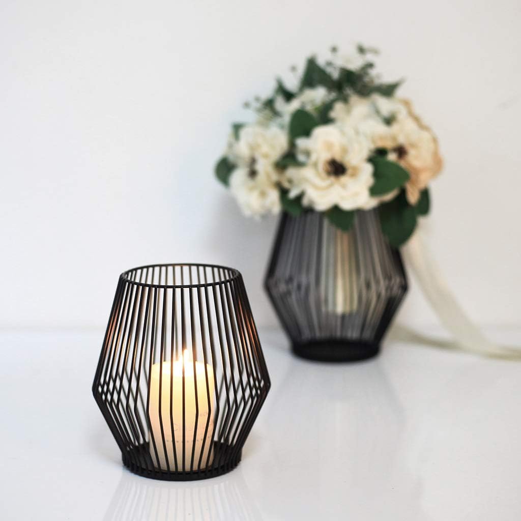 HUANGXIN Retro Candle Holders 2 Pcs Cylindrical Metal Candle Stand for Pillar & LED Candle Festival Birthday Candlelight Dinner Decorative Candleholders Black… (2, s+l): Home & Kitchen