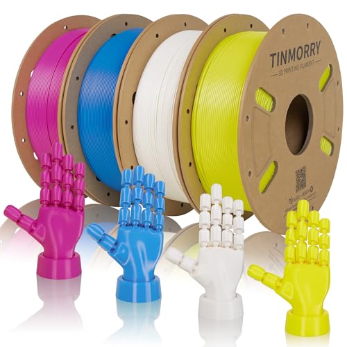 TINMORRY Rapid PETG Filament 1,75 mm für 3D Drucker, 4 × 1 KG, 4 Farben