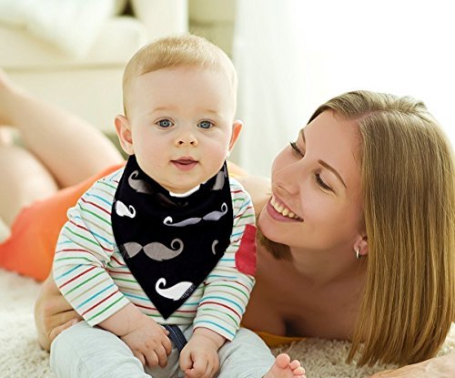 Drool Bibs for Boy and Girl, 4-Pack Gift Set Baby Bandana Bibs for Drooling and Teething, 100% Organic Cotton, Ultra Soft and Absorbent, Hypoallergenic and Adjustable, Perfect Newborn Baby Shower (#2)