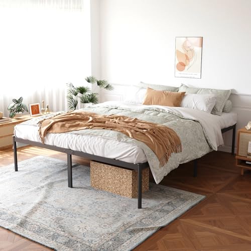 Estrutura De Cama De Metal, Não Precisa de Box Spring,Com Espaço De Armazenamen Cor Preto (QUEEN)