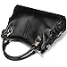 AINIMOER Womens Genuine Leather Vintage Tote Shoulder Bag Top-handle Crossbody Handbags Large Capacity Ladies' Purse (Black)