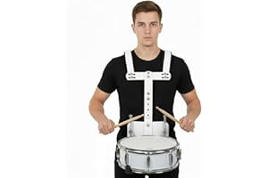 EXCEART Marching Snare Drum Harness, Adjustable Aluminum Alloy Back Frame Carrier with Shoulder Strap, Lightweight Snare Drum Stand for Percussionists, School Marching Band Students, Performers (White)