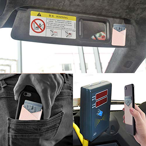 Cell Phone Card Holder, Stick on Wallet for Back of Phone, 3M Adhesive Ultra Slim Phone Pocket ID Credit Card Holder Sleeves Pouch Compatible iPhone, Samsung Galaxy, All Smartphones (Grey/Pink)